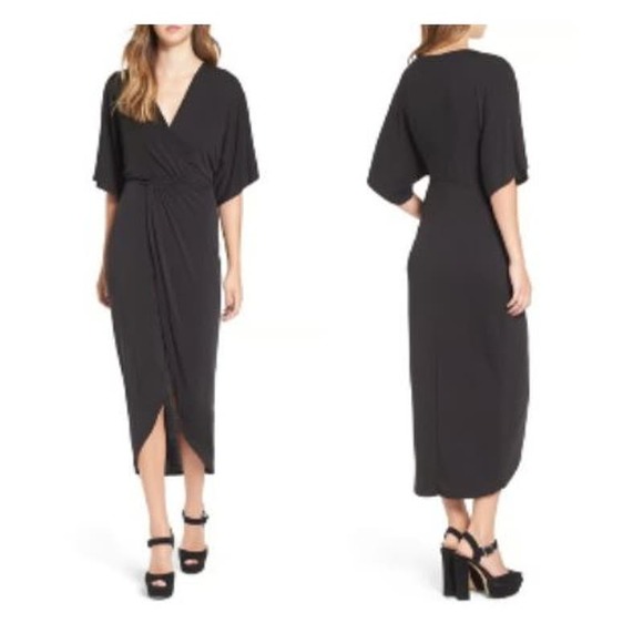 Astr Dresses & Skirts - ASTR the Label Wrap Black Front Kimono Midi Dress, size Medium